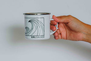 three wave design enamel mug